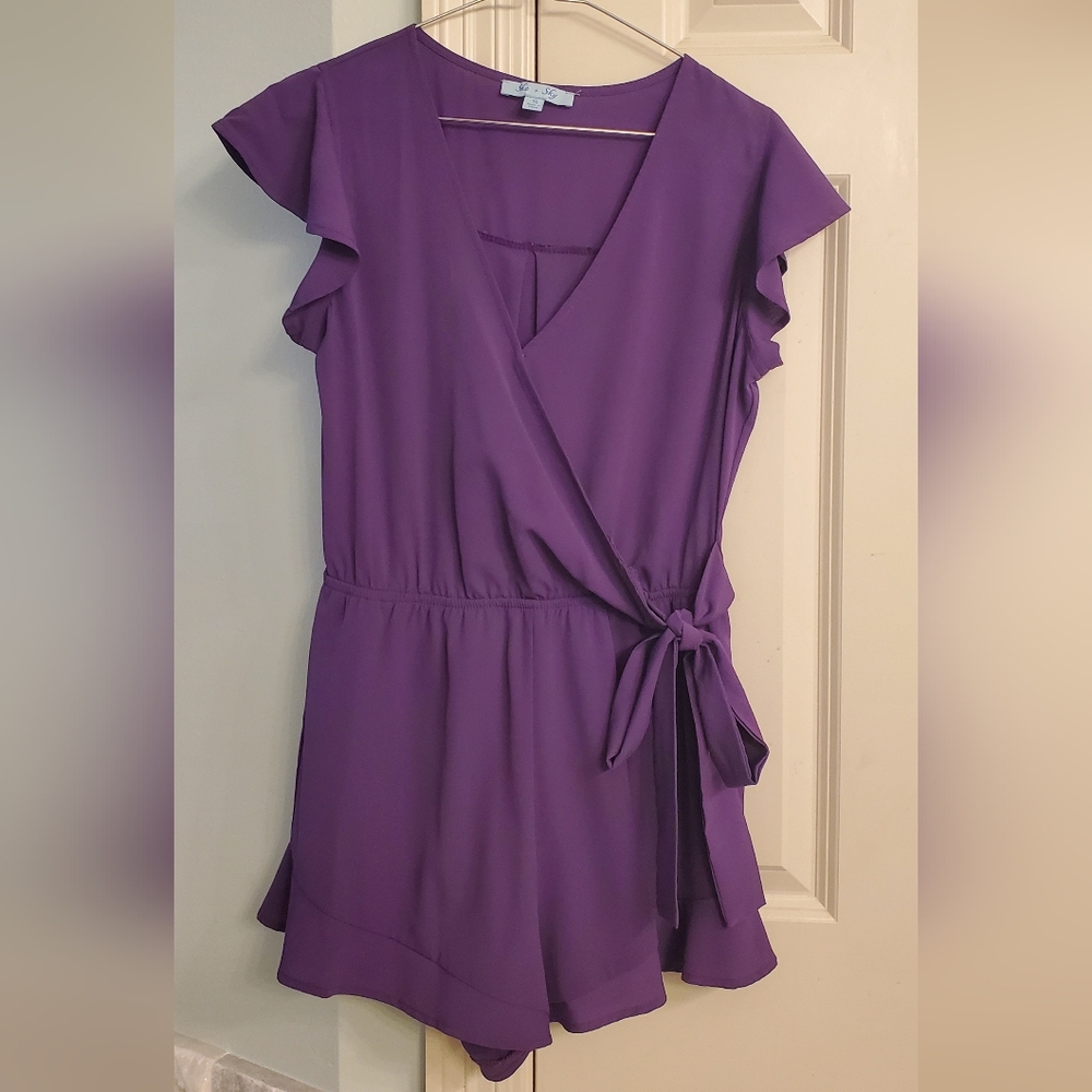 She + Sky Violet Dress with Ruffle Detail
